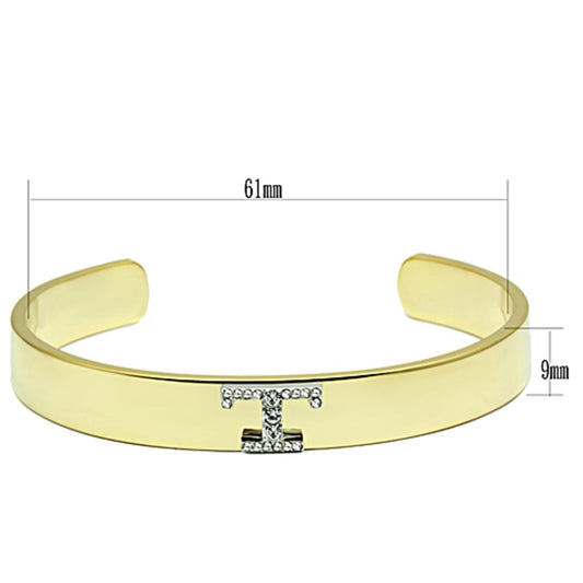 LO2589 - Gold+Rhodium White Metal Bangle with Top Grade Crystal in Clear-1