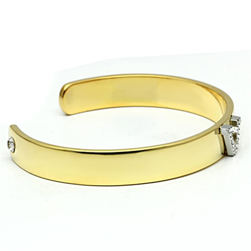 LO2591 - Gold+Rhodium White Metal Bangle with Top Grade Crystal in Clear-2