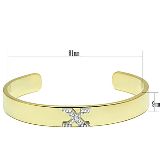 LO2593 - Gold+Rhodium White Metal Bangle with Top Grade Crystal in Clear-1
