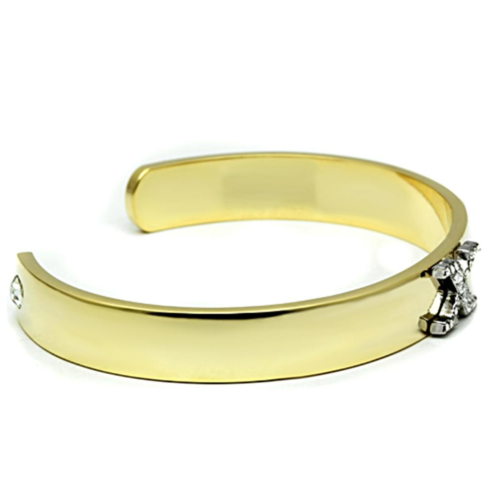 LO2593 - Gold+Rhodium White Metal Bangle with Top Grade Crystal in Clear-2