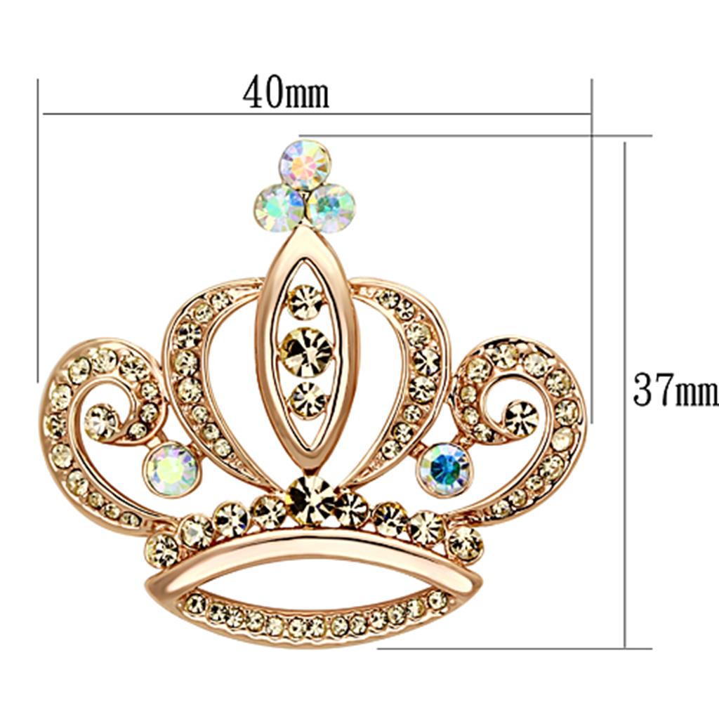 LO2871 - Flash Rose Gold White Metal Brooches with Top Grade Crystal in Multi Color-1