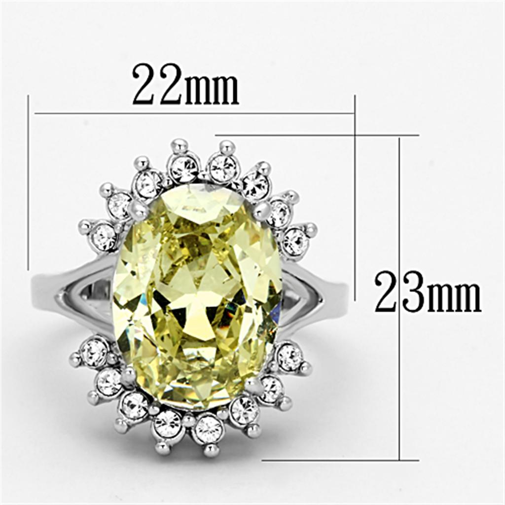 LO2943 - Rhodium Brass Ring with AAA Grade CZ in Apple Green color-1