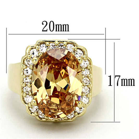 LO2955 - Gold Brass Ring with AAA Grade CZ in Topaz-1