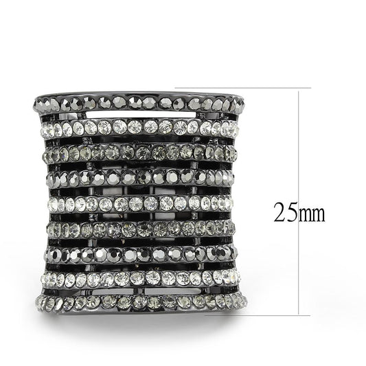 LO2967 - Ruthenium Brass Ring with Top Grade Crystal in Black Diamond-1