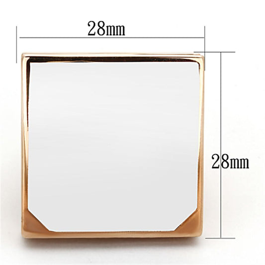 LO2971 - Rose Gold Brass Ring with Synthetic Synthetic Glass in Clear-1