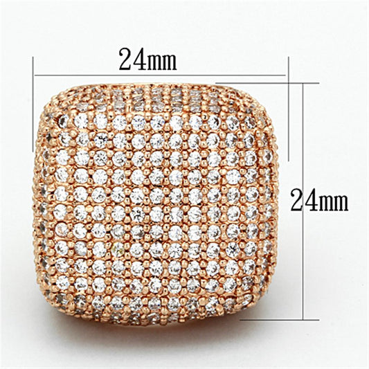 LO3038 - Rose Gold Brass Ring with AAA Grade CZ in Clear-1