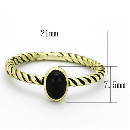 LO3063 - Gold Brass Ring with Synthetic Onyx in Jet-1
