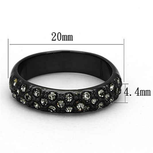 LO3064 - TIN Cobalt Black Brass Ring with Top Grade Crystal in Black Diamond-1