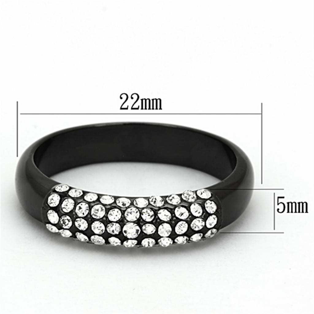 LO3068 - TIN Cobalt Black Brass Ring with Top Grade Crystal in Clear-1