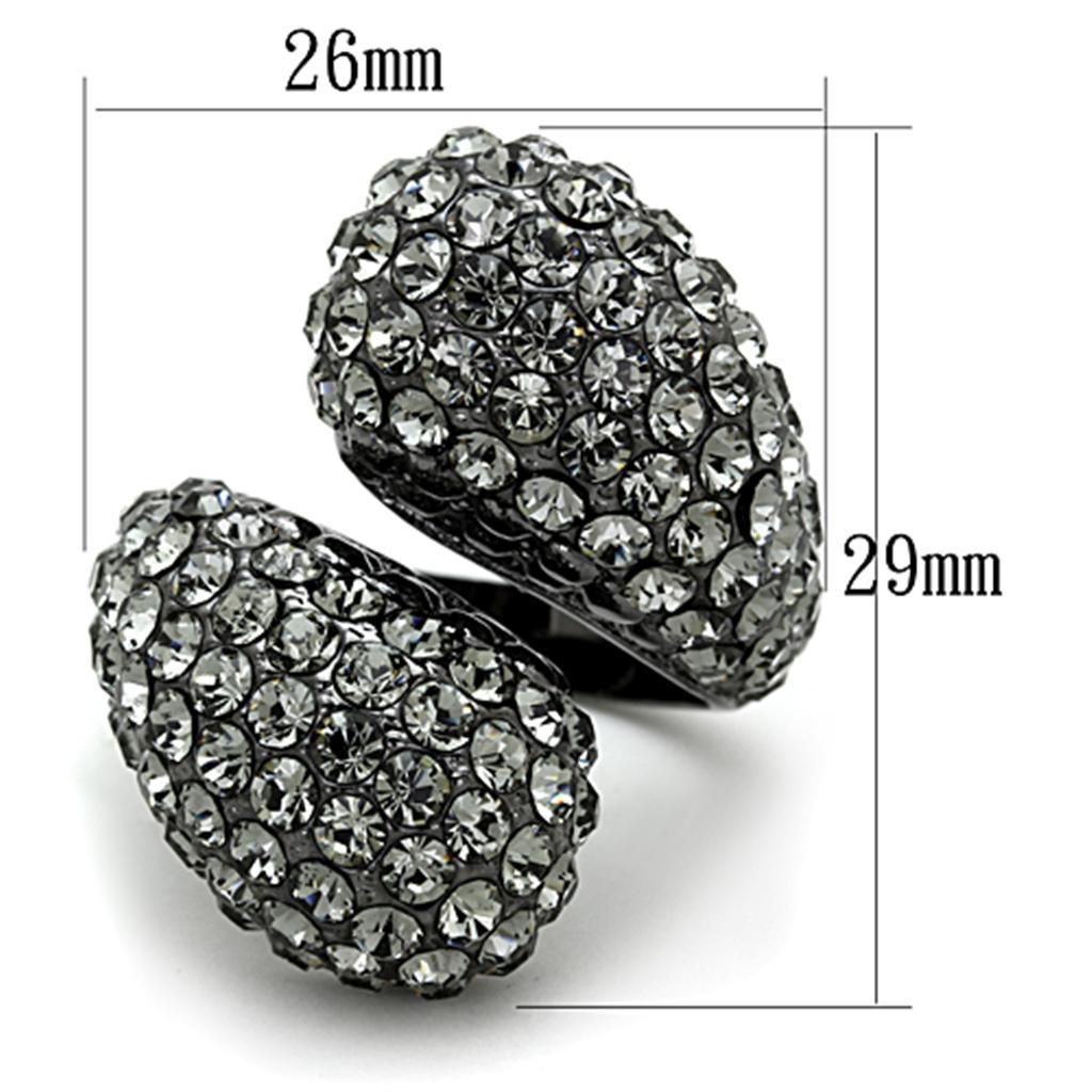LO3172 - TIN Cobalt Black Brass Ring with Top Grade Crystal in Black Diamond-1