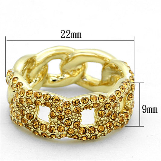 LO3216 - Gold Brass Ring with Top Grade Crystal in Smoked Quartz-1