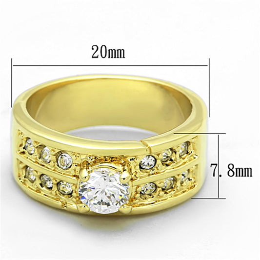 LO3218 - Gold Brass Ring with AAA Grade CZ in Clear-1
