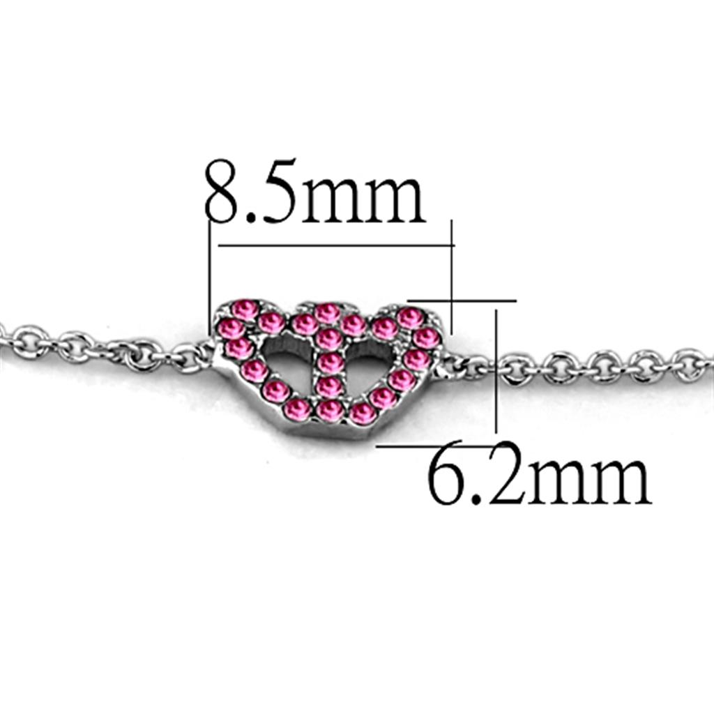 LO3229 - Rhodium Brass Bracelet with Top Grade Crystal in Rose-2