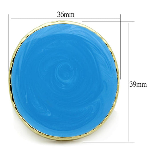LO3239 - Gold Brass Ring with Epoxy in Sea Blue-1