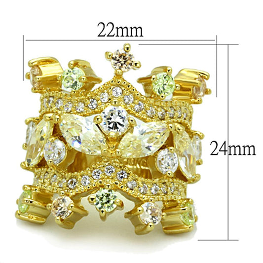 LO3247 - Gold Brass Ring with AAA Grade CZ in Clear-1