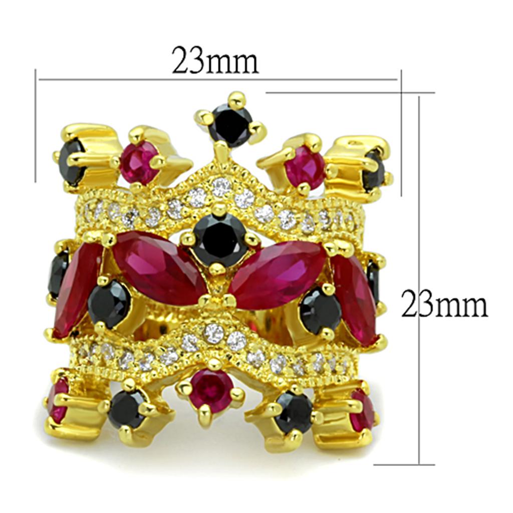 LO3252 - Gold Brass Ring with AAA Grade CZ in Multi Color-1