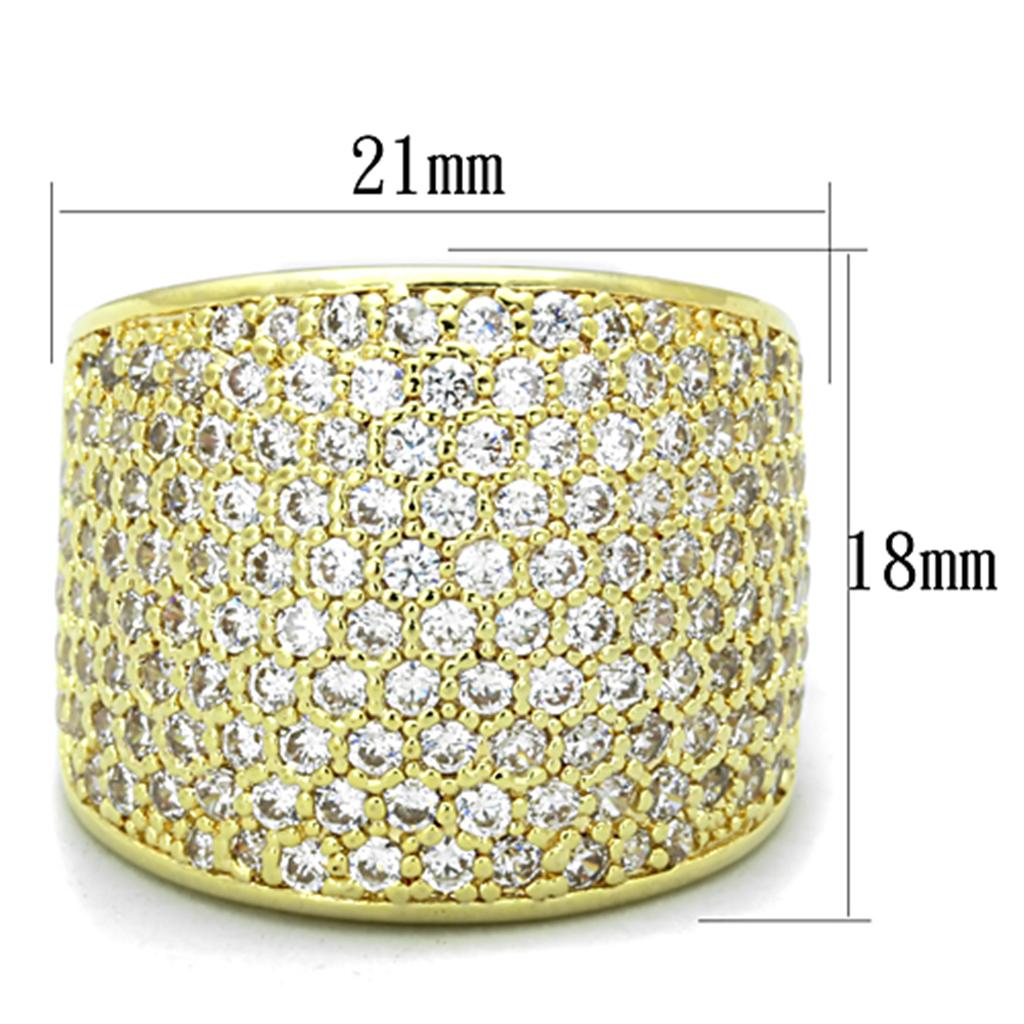 LO3284 - Gold Brass Ring with AAA Grade CZ in Clear-1
