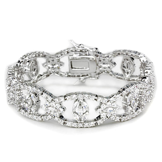 LO3291 - Rhodium Brass Jewelry Sets with AAA Grade CZ in Clear-1