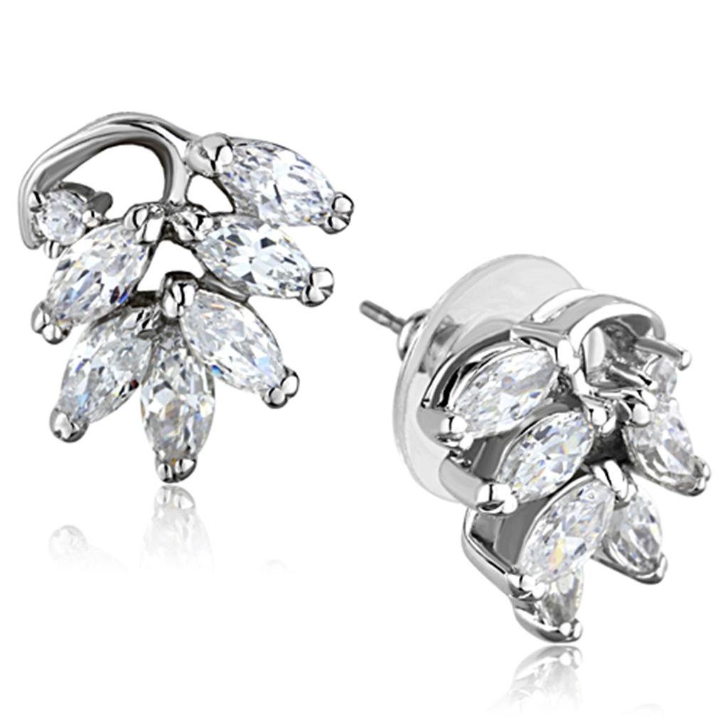 LO3291 - Rhodium Brass Jewelry Sets with AAA Grade CZ in Clear-4