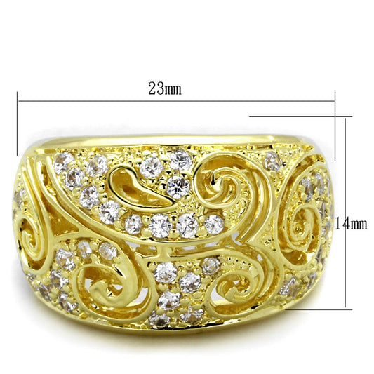 LO3342 - Gold Brass Ring with AAA Grade CZ in Clear-1
