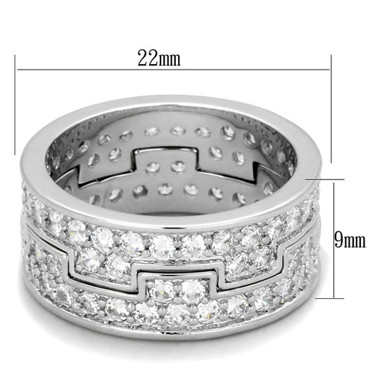 LO3348 - Rhodium Brass Ring with AAA Grade CZ in Clear-1