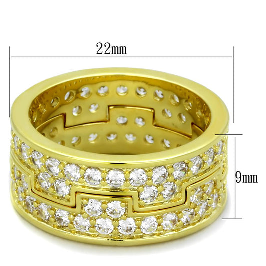 LO3349 - Gold Brass Ring with AAA Grade CZ in Clear-1