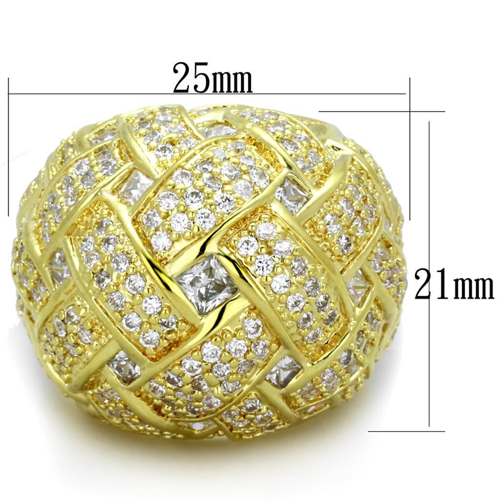 LO3353 - Gold Brass Ring with AAA Grade CZ in Clear-1