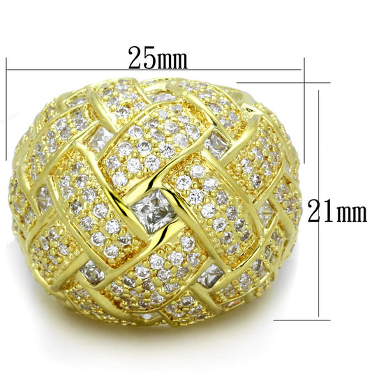 LO3353 - Gold Brass Ring with AAA Grade CZ in Clear-1