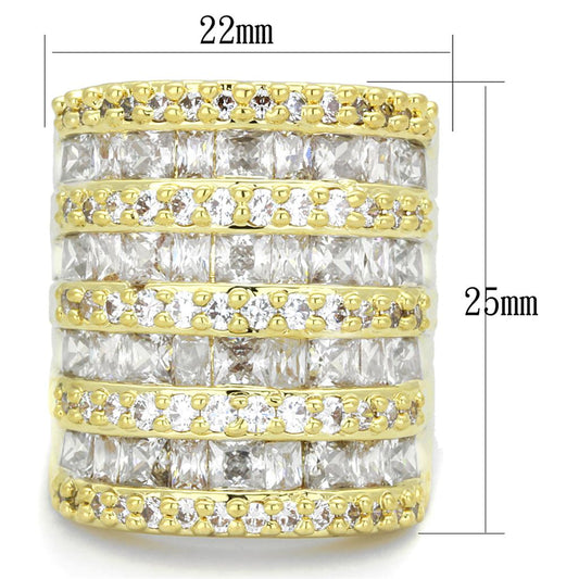 LO3359 - Gold Brass Ring with AAA Grade CZ in Clear-1