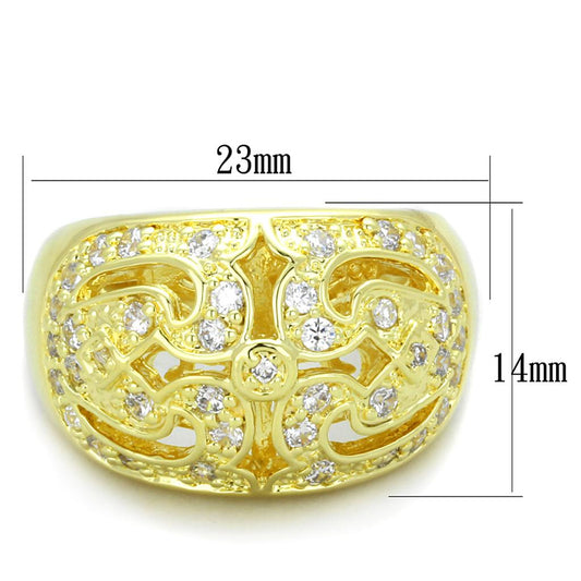 LO3361 - Gold Brass Ring with AAA Grade CZ in Clear-1