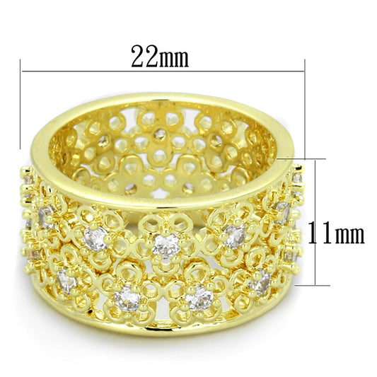 LO3363 - Gold Brass Ring with AAA Grade CZ in Clear-1
