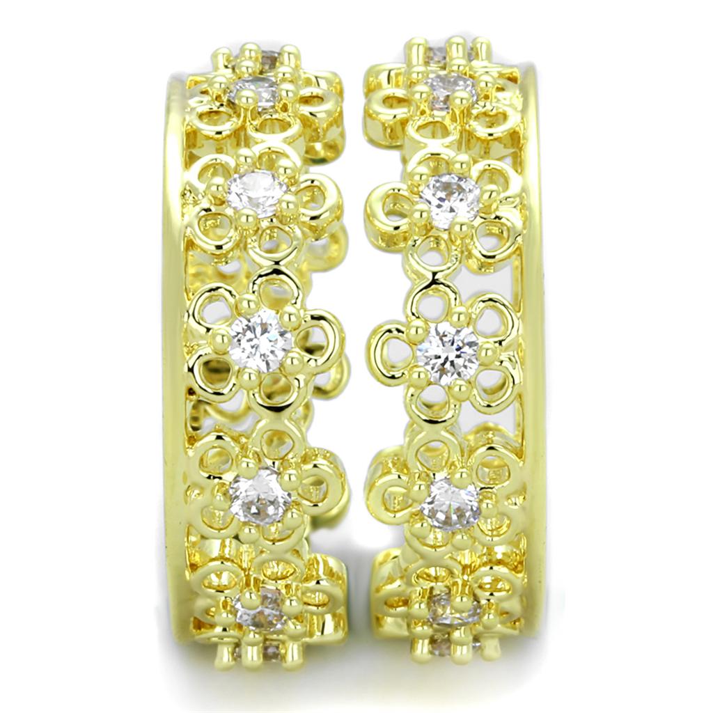 LO3363 - Gold Brass Ring with AAA Grade CZ in Clear-2