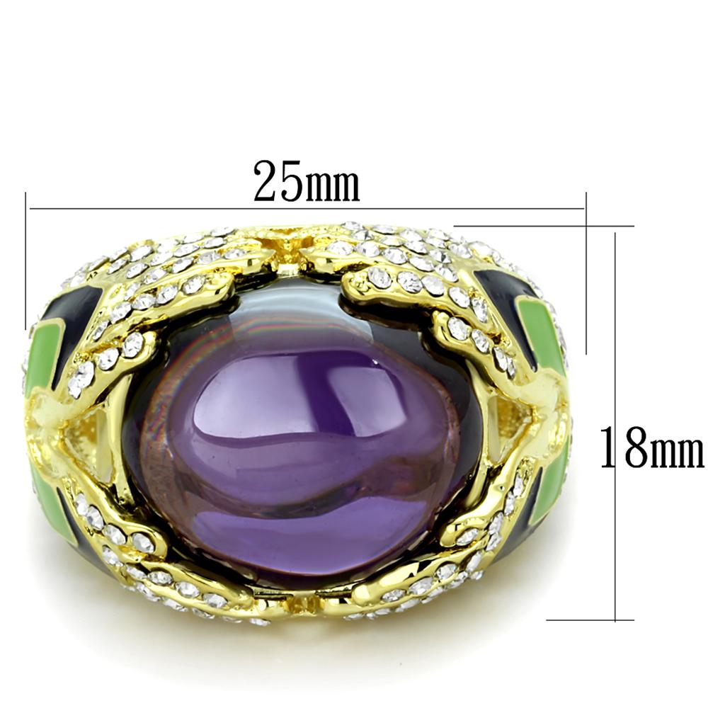 LO3367 - Gold Brass Ring with AAA Grade CZ in Amethyst-1