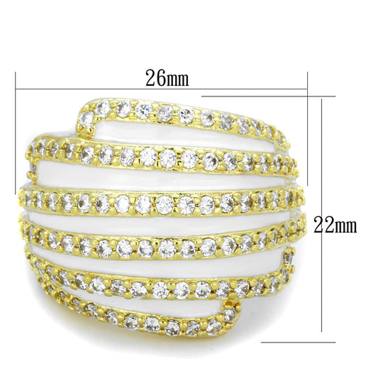 LO3368 - Gold Brass Ring with AAA Grade CZ in Clear-1