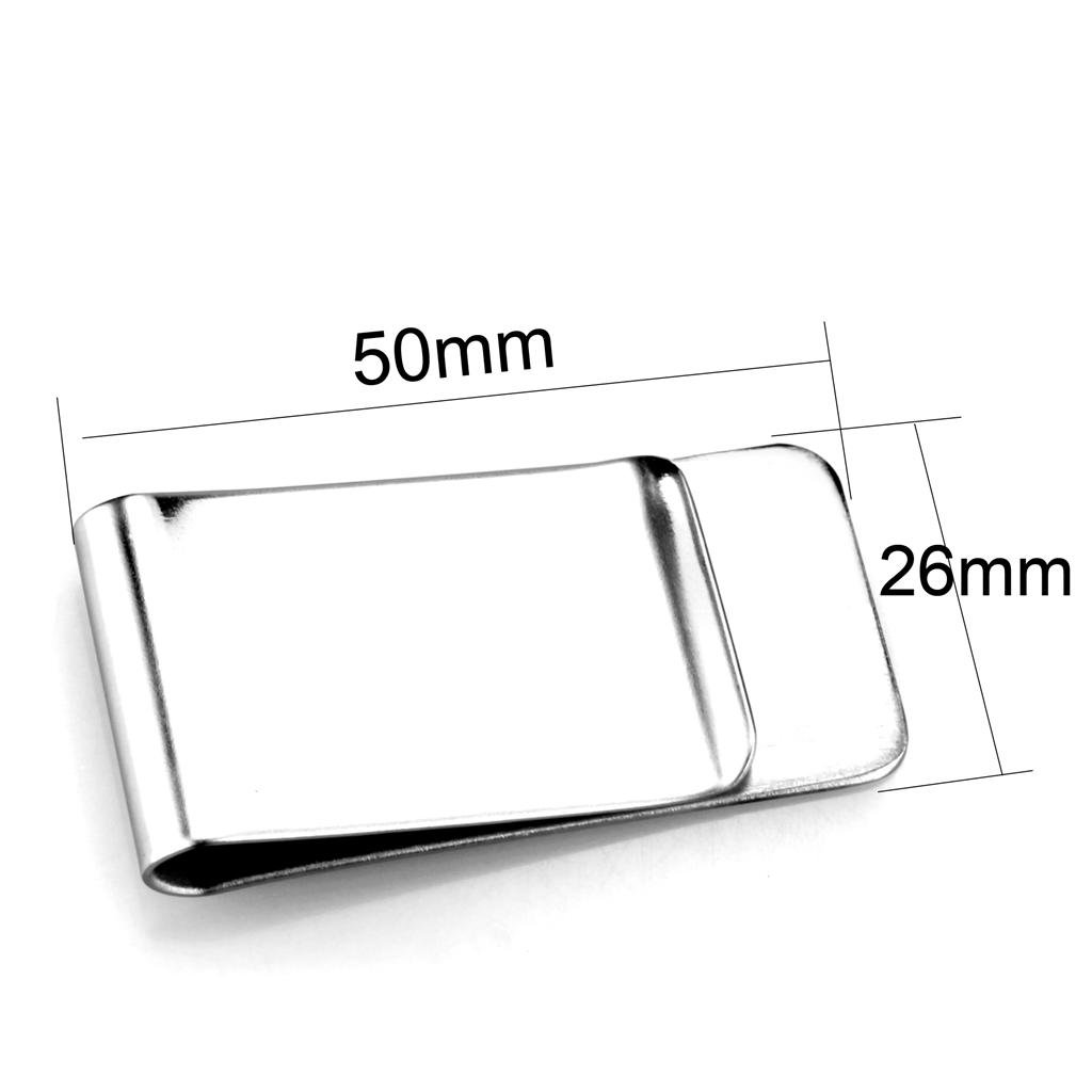 LO3380 - High polished (no plating) Stainless Steel Money clip with No Stone-2