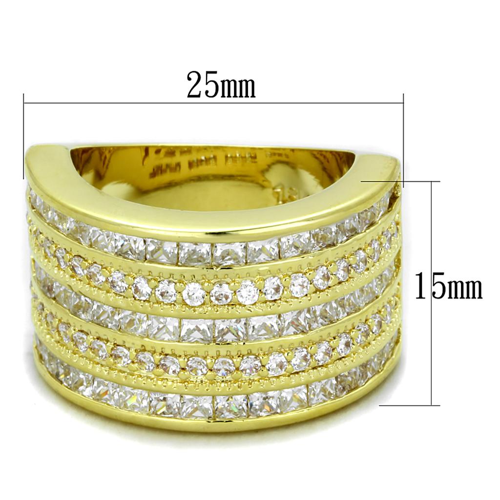 LO3395 - Gold Brass Ring with AAA Grade CZ in Clear-1