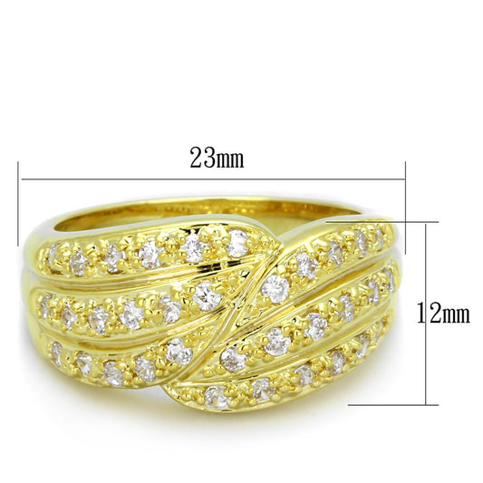 LO3402 - Gold Brass Ring with AAA Grade CZ in Clear-1