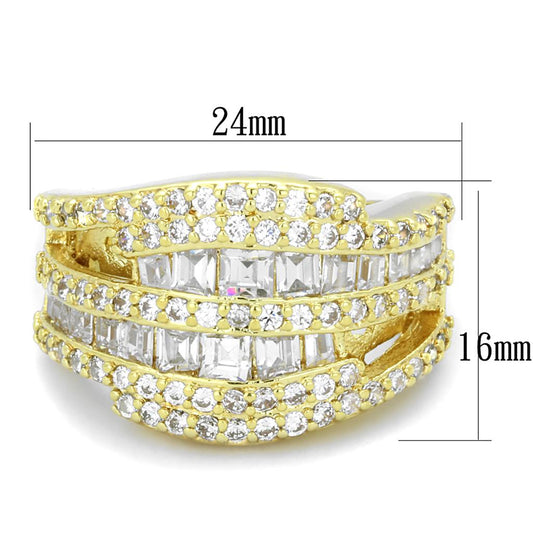 LO3407 - Gold Brass Ring with AAA Grade CZ in Clear-1
