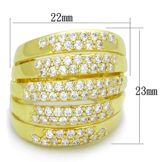 LO3408 - Gold Brass Ring with AAA Grade CZ in Clear-1