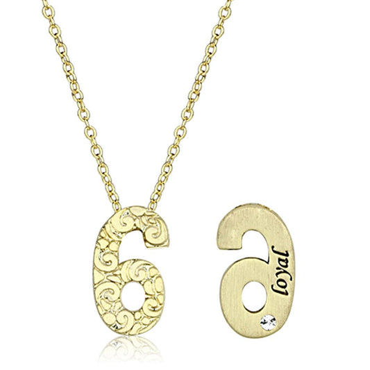 LO3463 - Flash Gold Brass Chain Pendant with Top Grade Crystal in Clear-1