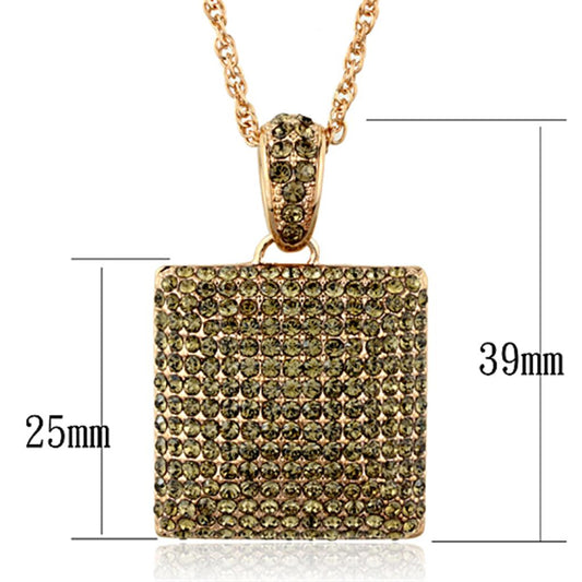 LO3472 - Rose Gold Brass Chain Pendant with Top Grade Crystal in Smoked Quartz-1