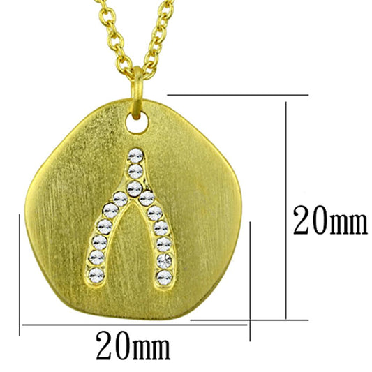 LO3479 - Gold & Brush Brass Chain Pendant with Top Grade Crystal in Clear-1