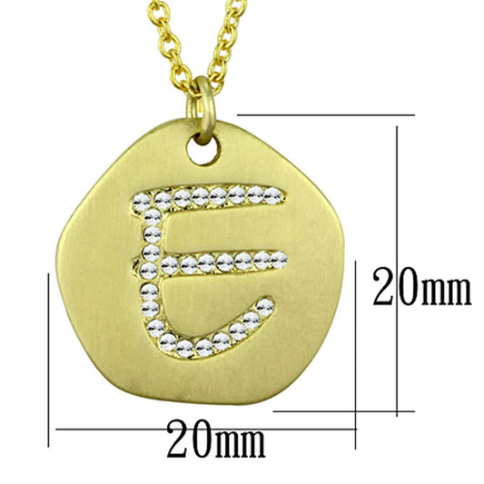 LO3481 - Gold Brass Chain Pendant with Top Grade Crystal in Clear-1
