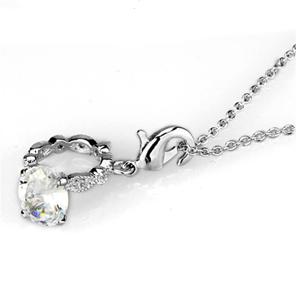 LO3490 - Rhodium Brass Pendant with AAA Grade CZ in Clear-2