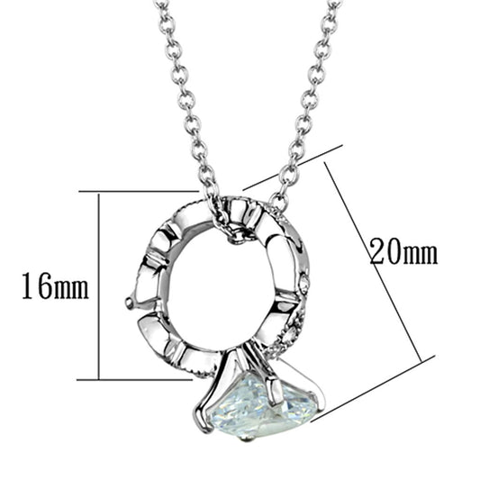 LO3494 - Rhodium Brass Pendant with AAA Grade CZ in Clear-1