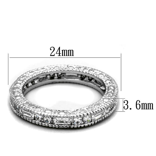 LO3558 - Rhodium Brass Ring with AAA Grade CZ in Clear-1