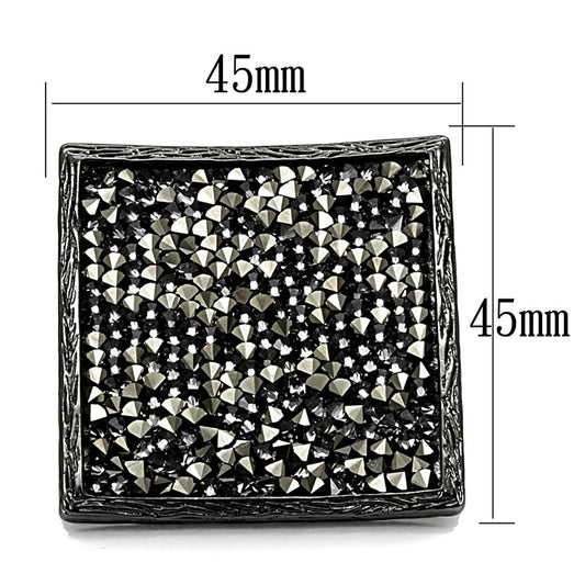 LO3589 - TIN Cobalt Black Brass Ring with Top Grade Crystal in Light Gray-1