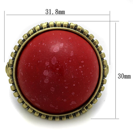 LO3603 - Antique Copper Brass Ring with Synthetic Synthetic Stone in Siam-1