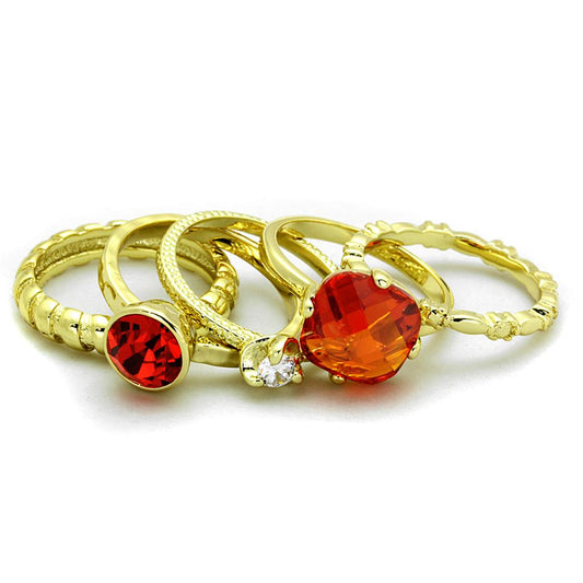 LO3649 - Gold Brass Ring with AAA Grade CZ in Orange-1