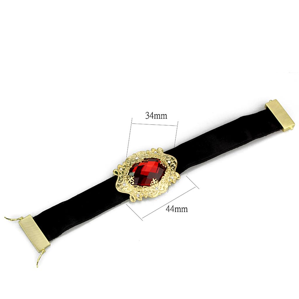LO3671 - Gold & Brush Brass Bracelet with Synthetic Synthetic Glass in Siam-1